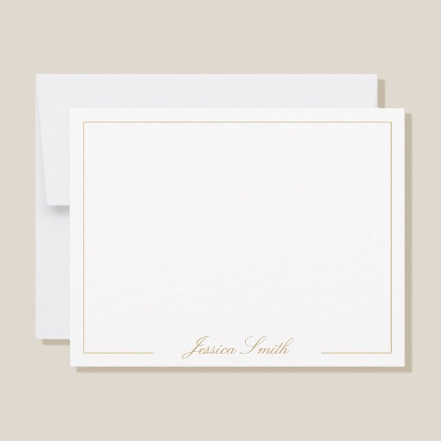 Elegant Script Guld Monogram Namn Gräns Anteckningskort (Skapare uppladdad)