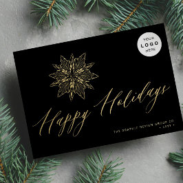 Elegant script guld snöflake LOGOTYP business Julkort