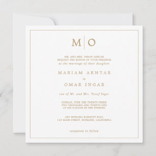 Elegant Script Guldmonogram Inbjudningar