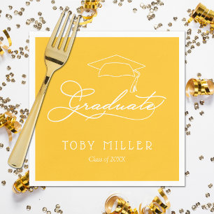 Elegant Script Gult Guld Studenten Napkins Pappersservett