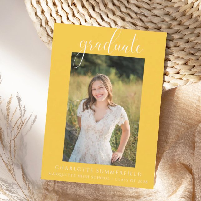 Elegant Script Gult Studenten avisering Inbjudningar (Skapare uppladdad)