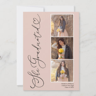 Elegant Script Heart 3 Photo Studenten Announceme Meddelande