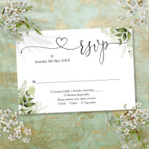 Elegant  Script Heart i Greenery Löv