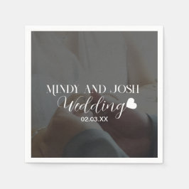 Elegant Script Heart Photo Pappersservett