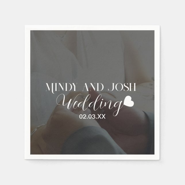 Elegant Script Heart Photo  Pappersservett (Framsidan)