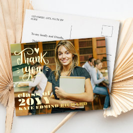 Elegant Script Heart Photo Studenten Tack