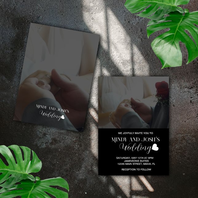 Elegant Script Heart Two Photo  Inbjudningar (Skapare uppladdad)