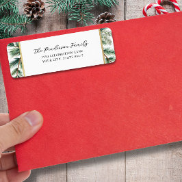 Elegant Script Helgdag Guld Gräs Ram Anpassningsba Returadress Etikett