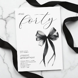 Elegant Script Hello Forty Bow 40-årsfest Inbjudningar