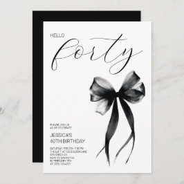 Elegant Script Hello Forty Bow 40th Birthday Party Inbjudningar