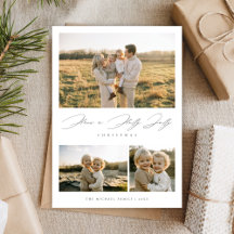 Elegant Script Holly Jolly Jul Rustic Photo