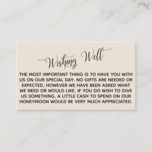 Elegant Script Honeymoon Wishing well, Cream Tilläggskort
