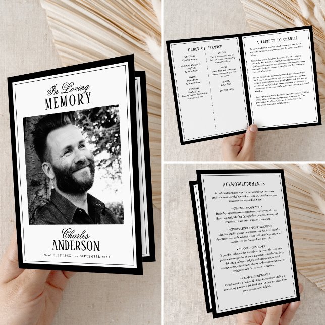 Elegant Script In Loving Memory Photo Memorial Program (Skapare uppladdad)