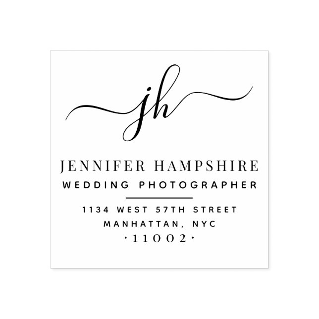 Elegant Script Initialer Business Returadress Stämpel (Tryck)