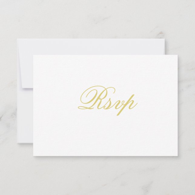 Elegant Script Island Citrus Gul Bröllop RSVP OSA Kort (Baksida)