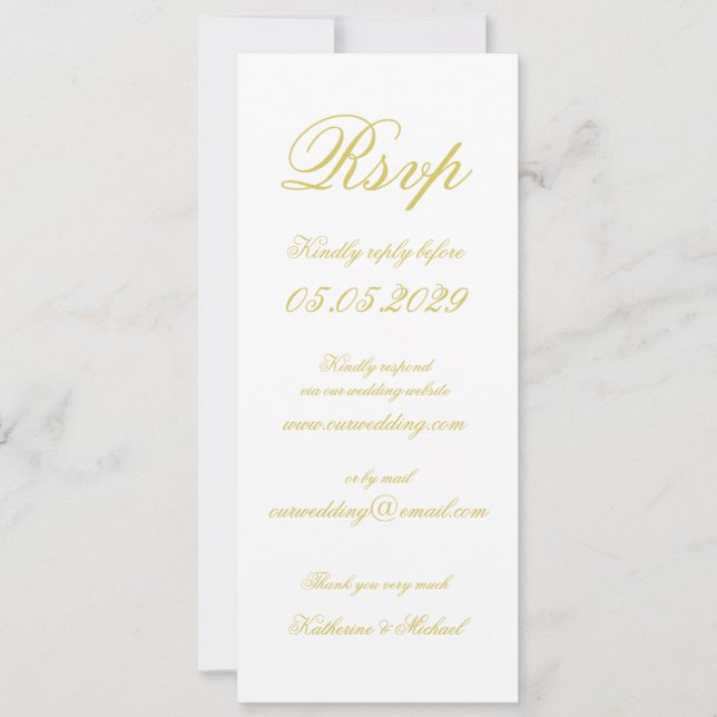 Elegant Script Island Citrus Gul Bröllops RSVP Inbjudningar (Framsida)
