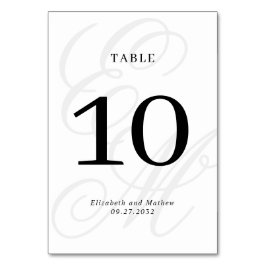 Elegant Script Ivory White Monogram Bröllop Bordsnummer