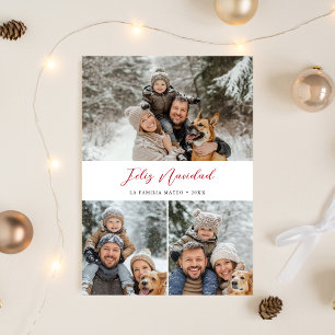 Elegant Script-jul Photo Feliz Navidad Red Julkort