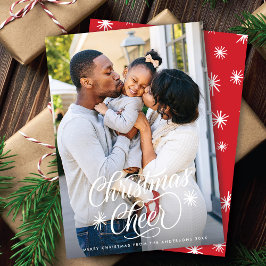 Elegant Script-julklapp + Snöflingor-foto Julkort