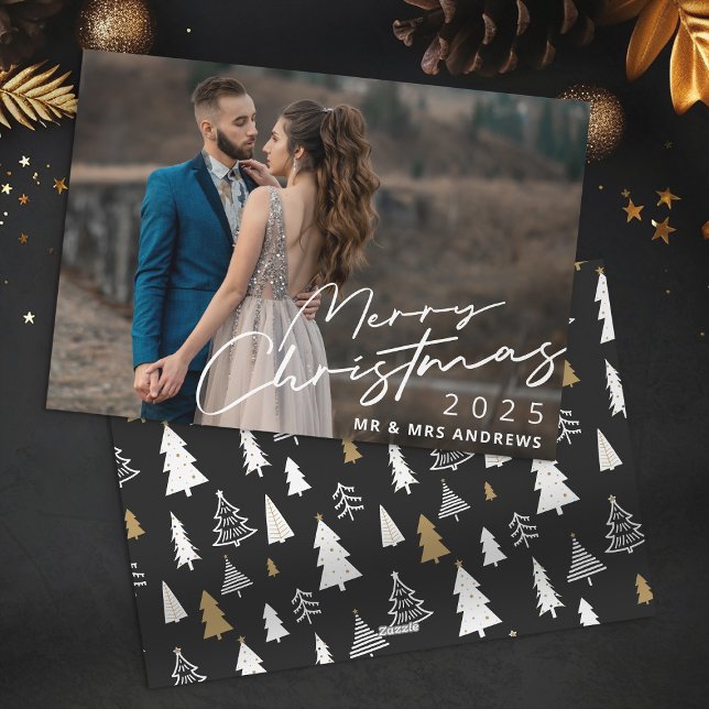 Elegant Script-jultomte, gift par foto Julkort (Skapare uppladdad)