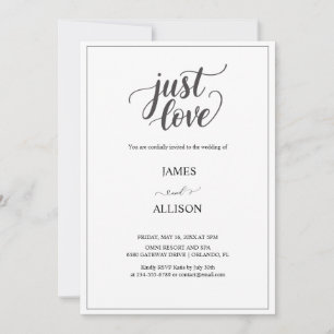 Elegant Script just kärlek bröllop Inbjudningar