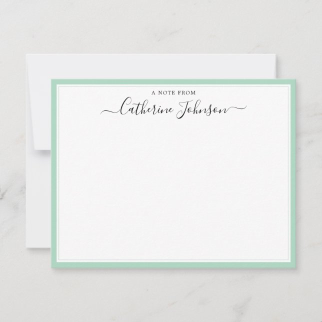 Elegant Script-kalligrafi A Note from Mint-Grönt Anteckningskort (Framsida)