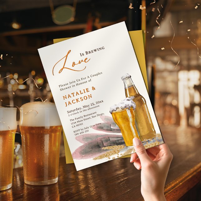 Elegant Script Kärlek är Brewing Par Shower Inbjudningar (Elegant Script Love is Brewing Couples Shower Invitation)