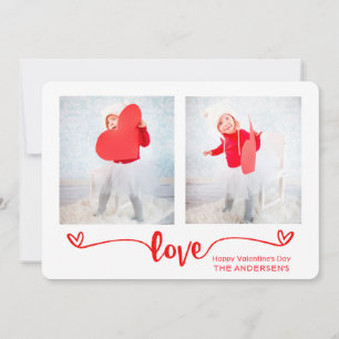 Elegant Script Kärlek Hearts Valentine Day Photo Julkort