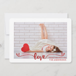 Elegant Script Kärlek Hearts Valentine Day Photo Julkort