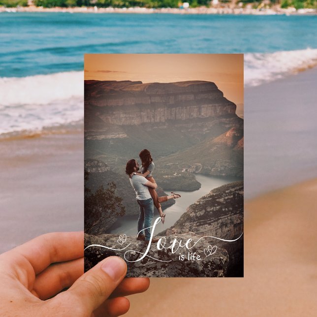 Elegant Script Kärlek Photo Helgdag Card Julkort (Skapare uppladdad)