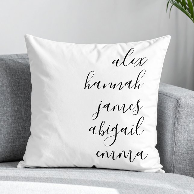 Elegant Script Kids Namn Personlig Family Kudde (Skapare uppladdad)