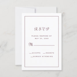 Elegant Script Klassiskt bröllopsfoder Burgundy OSA Kort