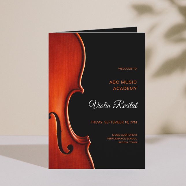 Elegant Script Klassiskt Musik Senior Recital Prog Inbjudan (Elegant Script Classy Music Senior Recital Program)