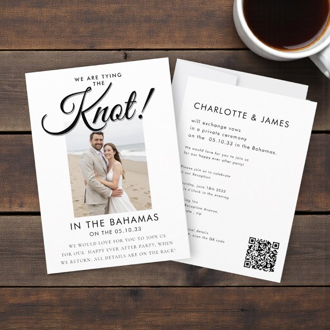 Elegant Script Knut Foto Elopement Annonsering   Inbjudningar (Skapare uppladdad)