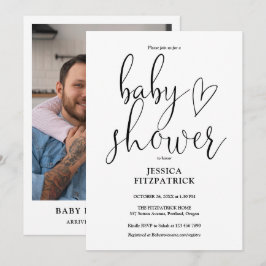 Elegant Script - könsuppehåll för foto babyskor Inbjudningar