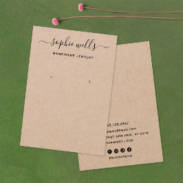 Elegant Script Kraft Earring Visning Holder Visitkort
