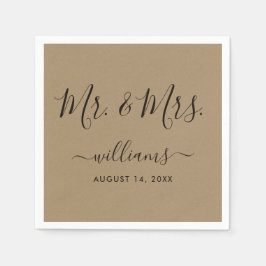 Elegant Script Kraft Mr. och Mrs. Pappersservett