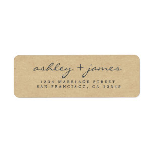 Elegant Script Kraft Papper Bröllop Returadress Etikett