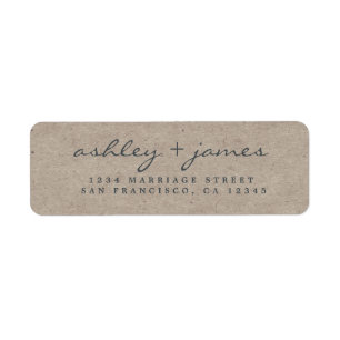 Elegant Script Kraft Papper Bröllop Returadress Etikett