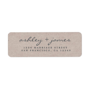 Elegant Script Kraft Papper Bröllop Returadress Etikett