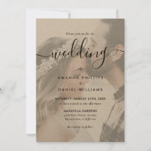 Elegant Script Kraft Papper Photo Bröllop