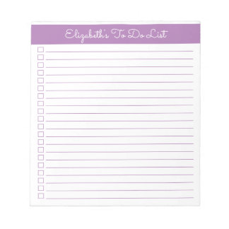 Elegant Script Lavendel Enkolumns Checklista Anteckningsblock