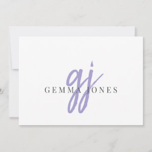 Elegant Script Lavender Monogram Initialer Namn Anteckningskort