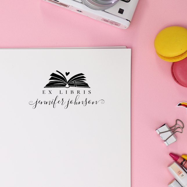 Elegant Script Library Book Ex Libris Stämpel (Skapare uppladdad)