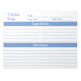 Elegant Script Light Blue 8.5x11 Recipes Anteckningsblock