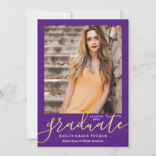 Elegant Script Lila Guld 2-Photo Studenten Meddelande