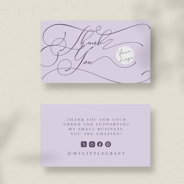 Elegant Script Logo Thank You Branding Purple Visitkort (Skapare uppladdad)