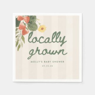 Elegant script "Lokalt odlad" randig baby shower Pappersservett