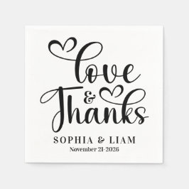 Elegant Script Love and Thanks Wedding Pappersservett