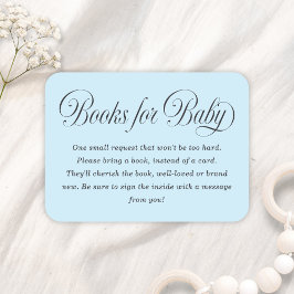 Elegant Script Lt. Blue Baby Shower Books For Baby Tilläggskort